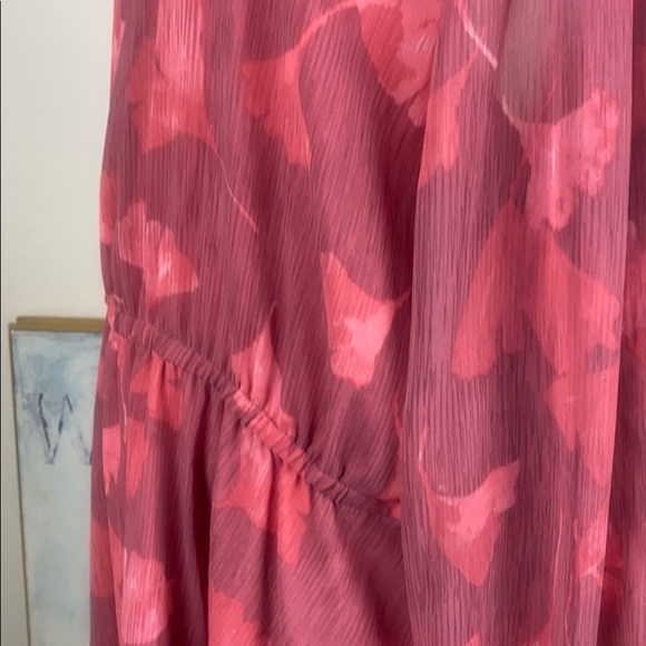 H Halston Pink Floral Lined Dress Plus - Picture 9 of 13